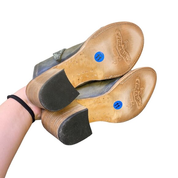 Freebird Leather Green Grey Snake Leather Sandal 11 - Picture 6 of 6